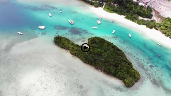 石垣島川平湾でのドローン空撮、ノーズインサークル